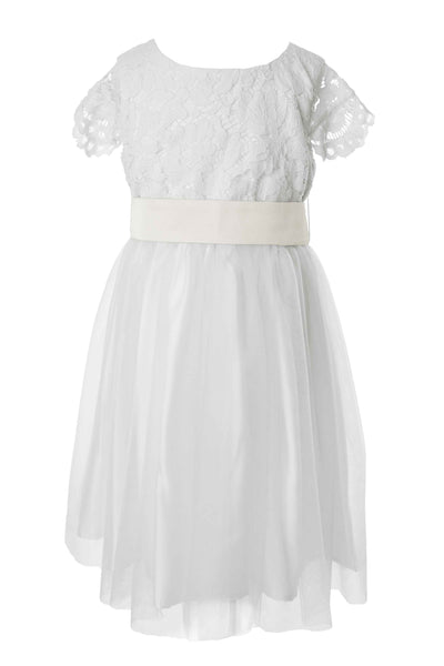 Beautiful Tailor Made White Flower Girl Dress with Colour Sash