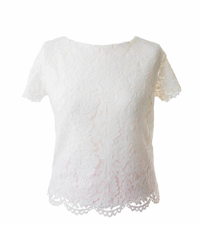 Lace Top Ivory Cap Sleeves