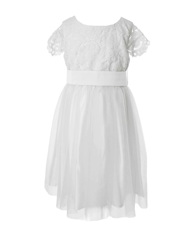 White Lace and Tulle Flower Girl Dress