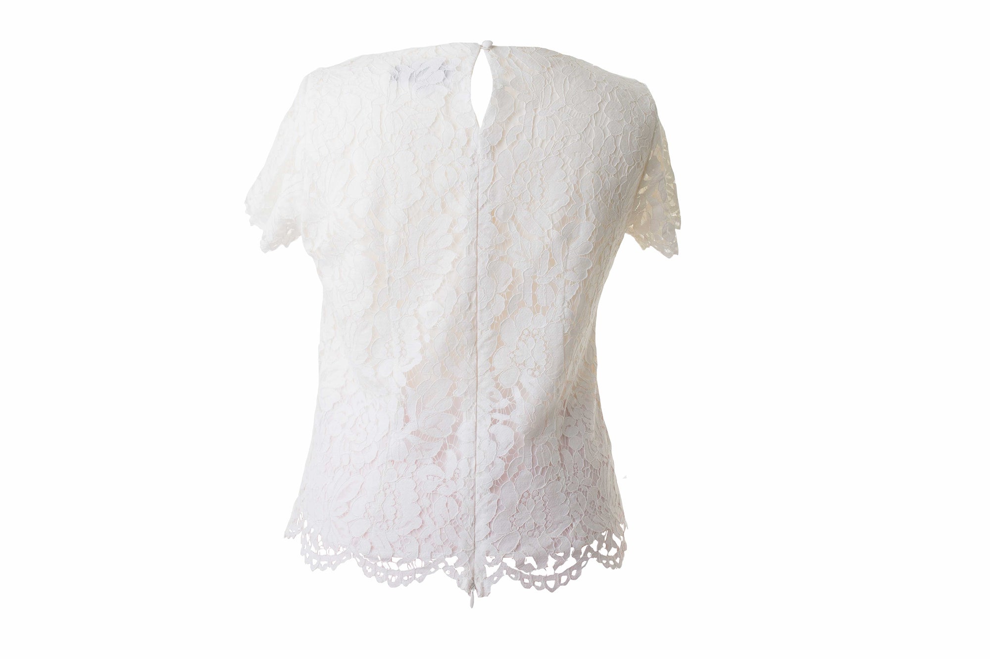 Lace Overlay Ivory Cap Sleeves