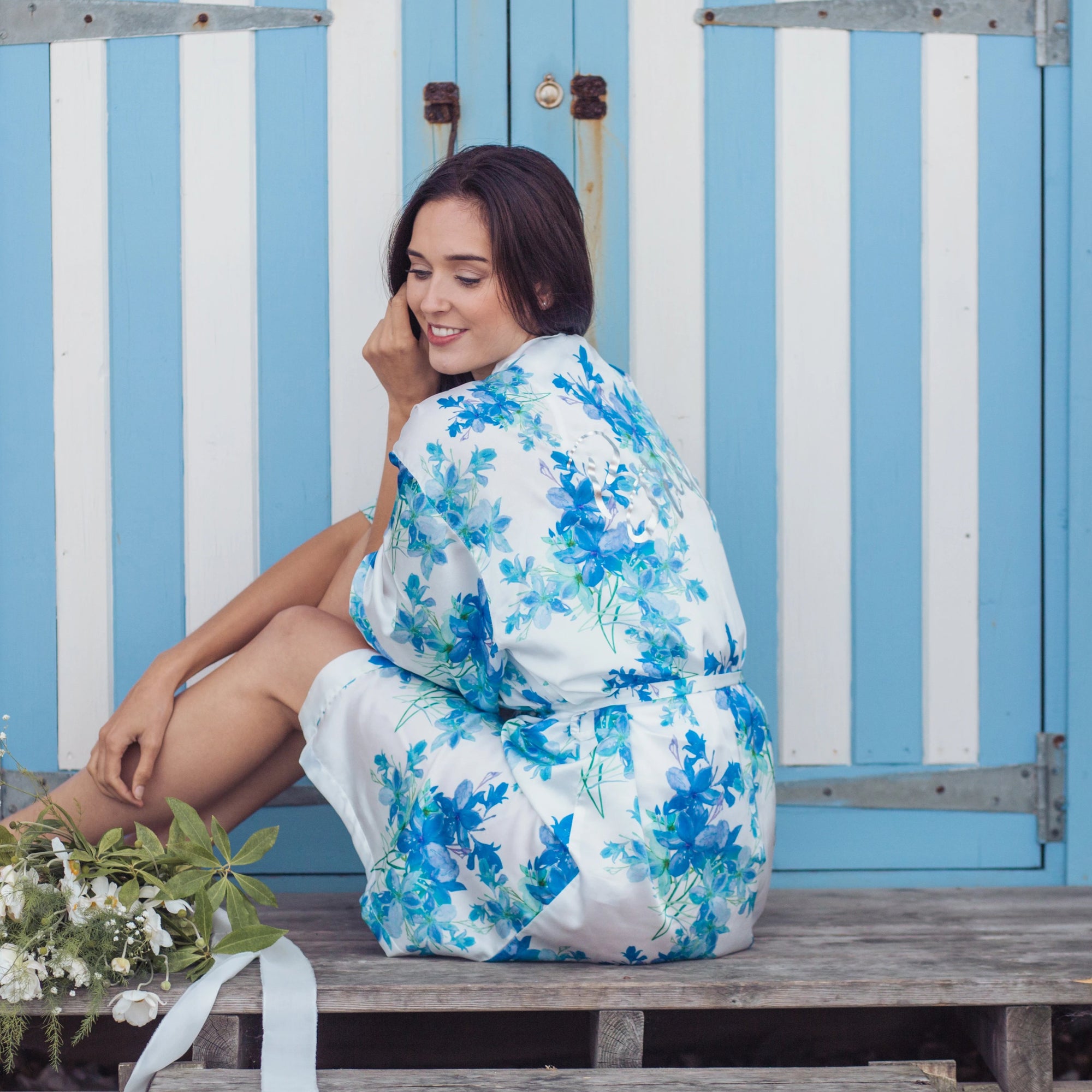 Dressing Gown Blue Floral Robe Saff and sass Dressing Gown Blue Floral Robe Saff and sass