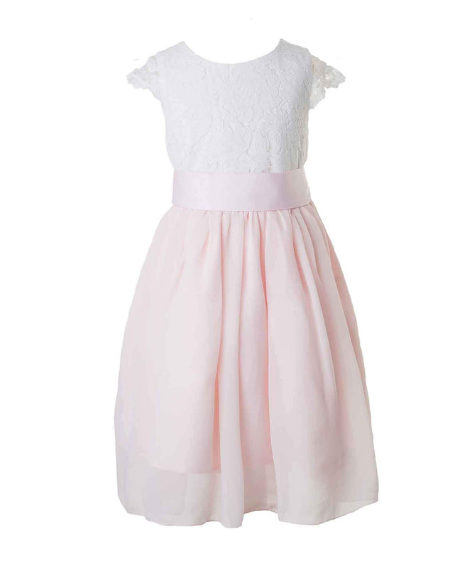 White Lace and Chiffon Flower Girl Dress