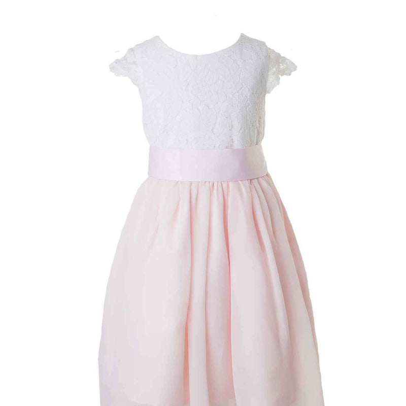 White Lace and Chiffon Flower Girl Dress